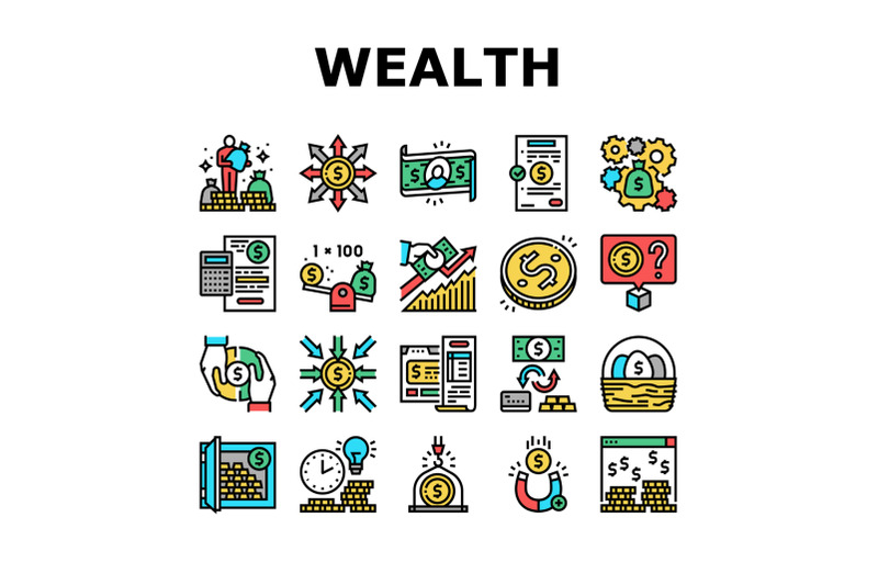 wealth-finance-capital-collection-icons-set-vector