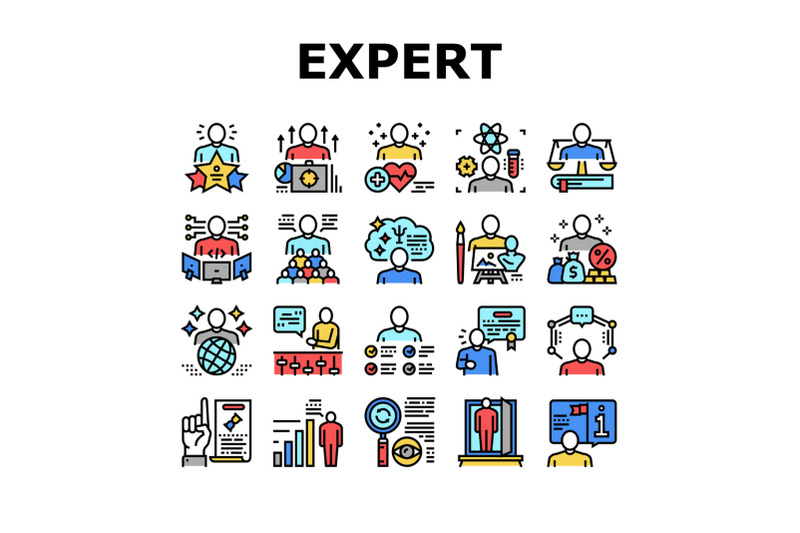 expert-human-skills-collection-icons-set-vector