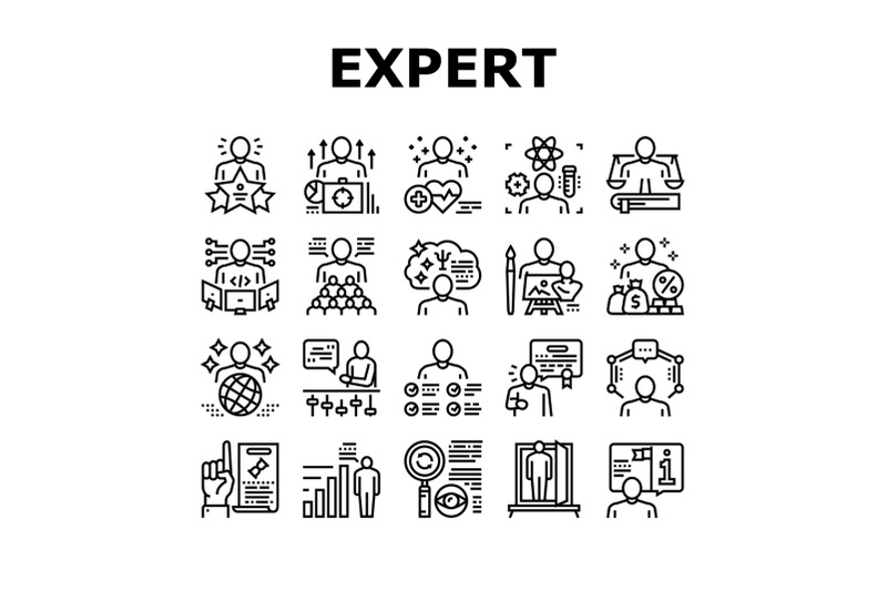 expert-human-skills-collection-icons-set-vector