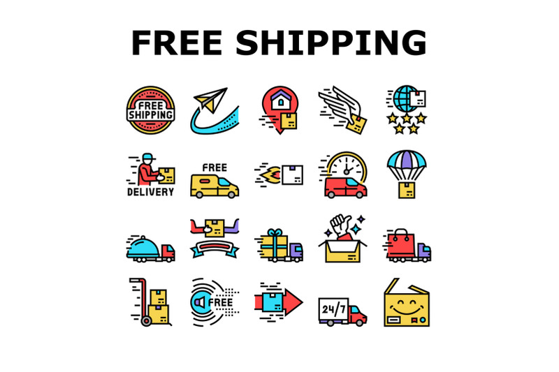 free-shipping-service-collection-icons-set-vector