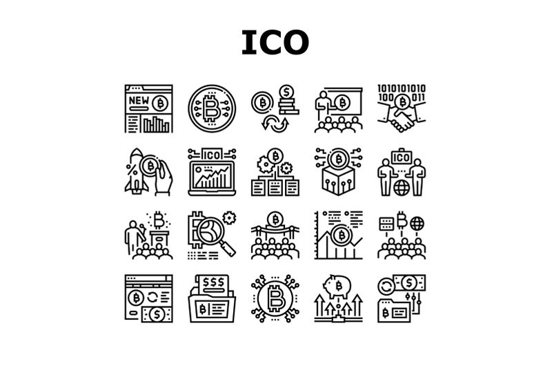 ico-initial-coin-offer-collection-icons-set-vector