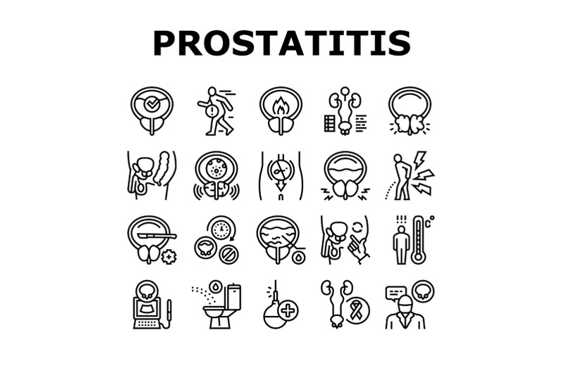 prostatitis-disease-collection-icons-set-vector