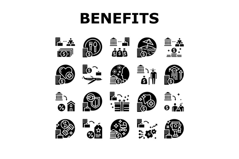 benefits-for-business-collection-icons-set-vector