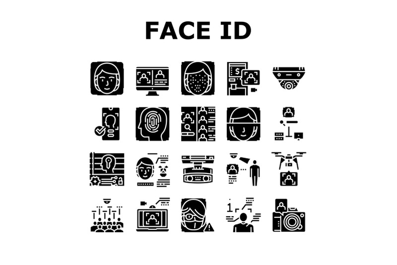 face-id-technology-collection-icons-set-vector