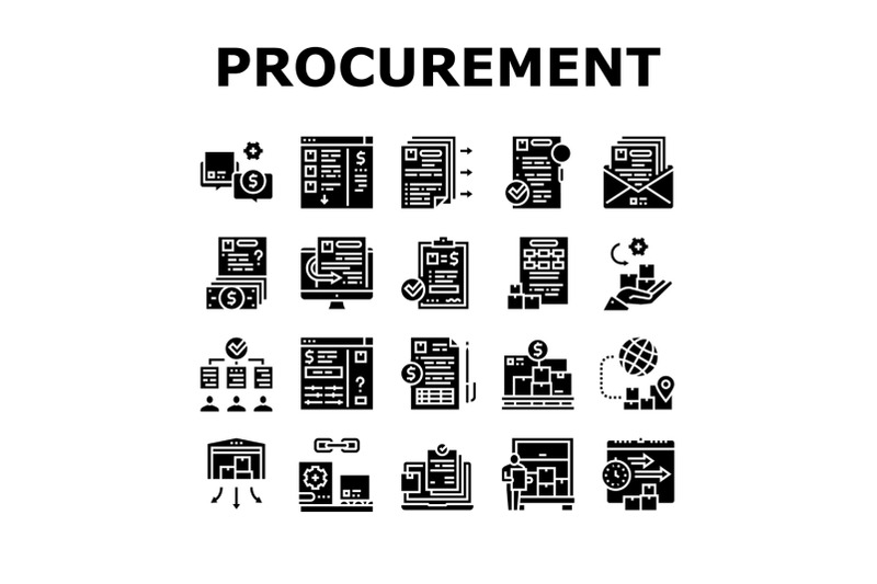 procurement-process-collection-icons-set-vector