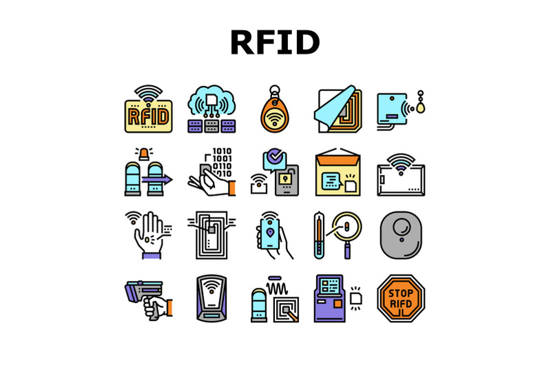 rfid-chip-technology-collection-icons-set-vector