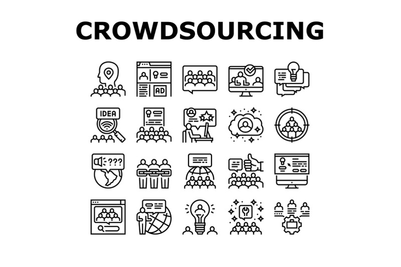 crowdsourcing-business-collection-icons-set-vector-illustration