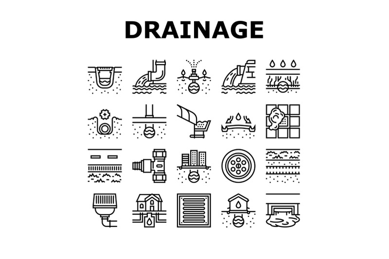 drainage-water-system-collection-icons-set-vector