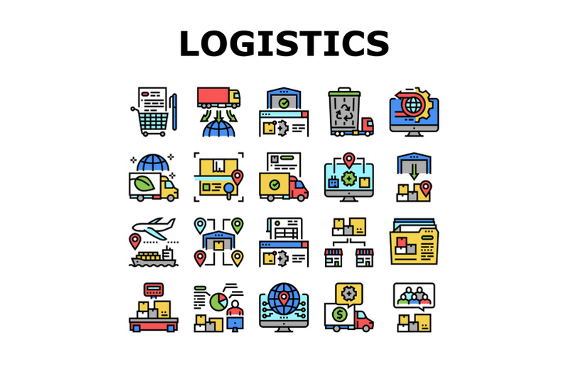 logistics-business-collection-icons-set-vector-illustration