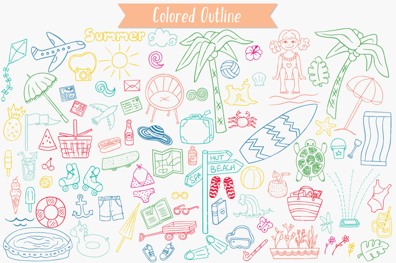 summer-season-beach-coconut-tree-sun-ice-cream-color-doodles