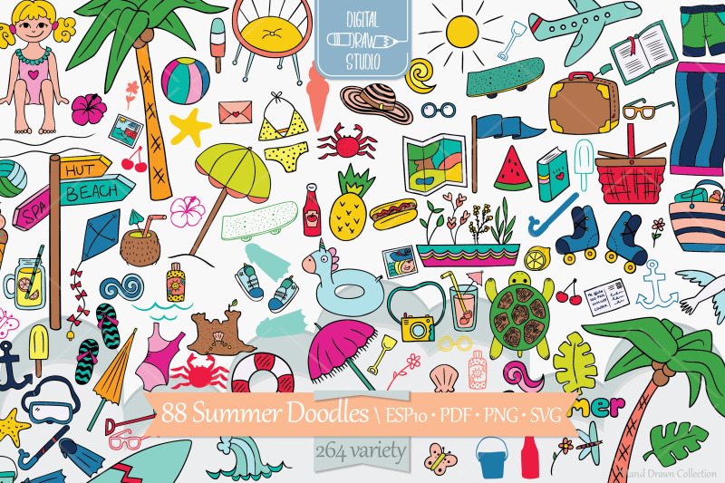 summer-season-beach-coconut-tree-sun-ice-cream-color-doodles