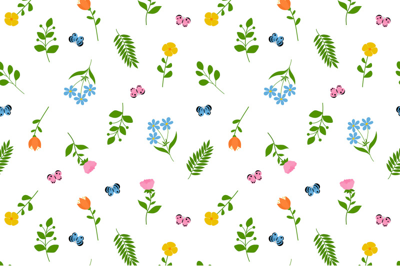 spring-pattern-spring-flowers-pattern-birds-pattern-svg