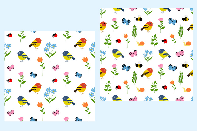 spring-pattern-spring-flowers-pattern-birds-pattern-svg