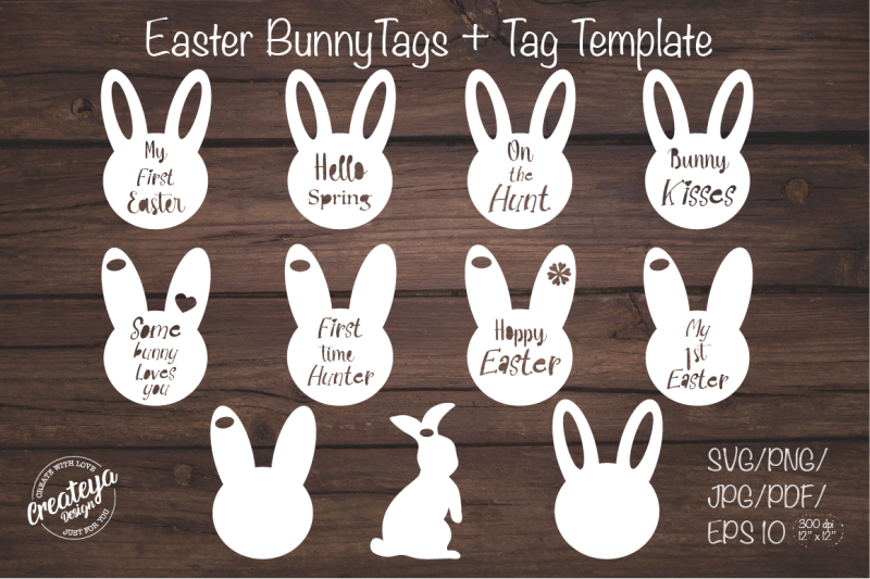 Easter bunny tag. Easter basket tags. Easter tags svg. By Createya