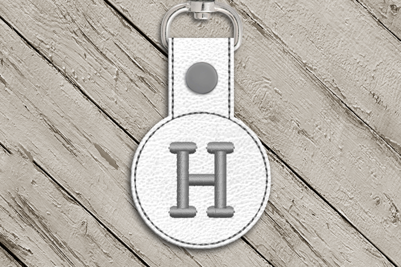 Letter H ITH Round Key Fob | Applique Embroidery Easy Edited