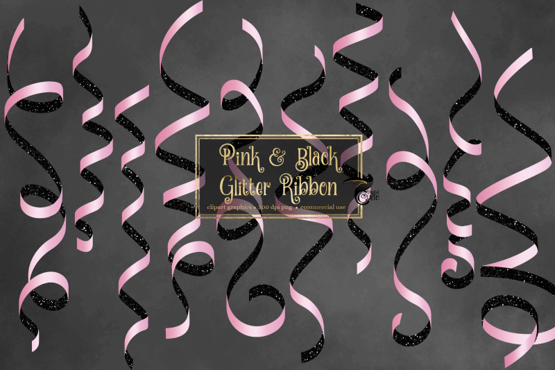 pink-and-black-glitter-ribbon-clipart