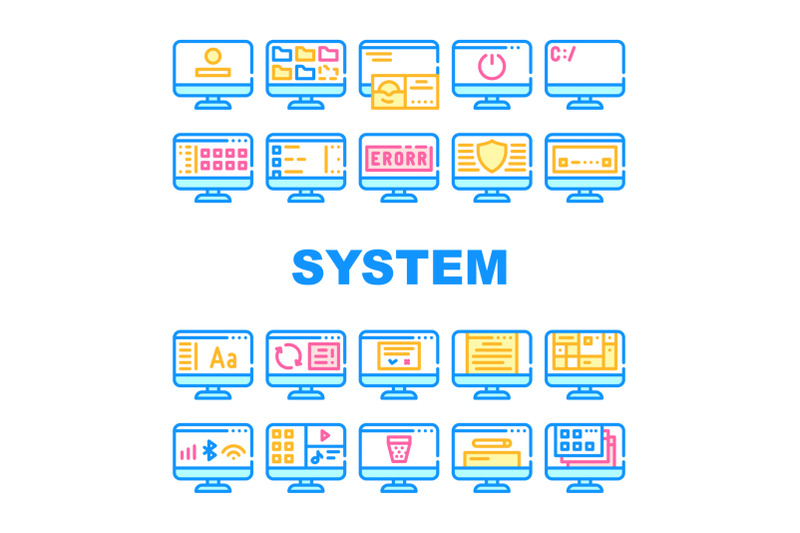 operating-system-pc-collection-icons-set-vector