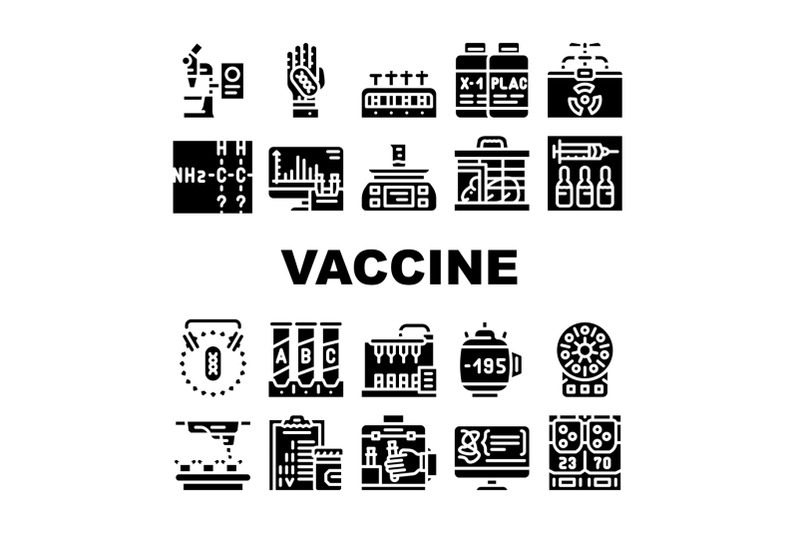 vaccine-production-collection-icons-set-vector-flat