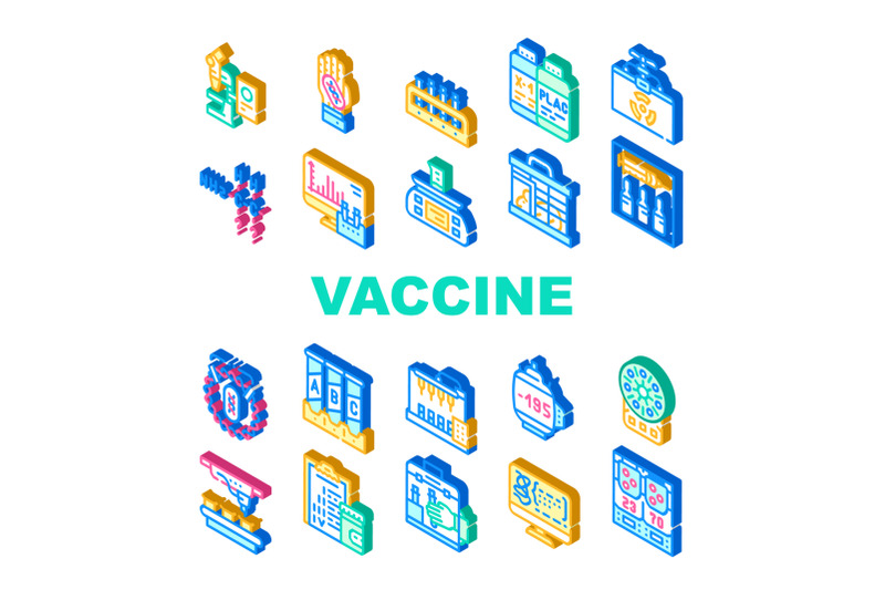 vaccine-production-collection-icons-set-vector-flat