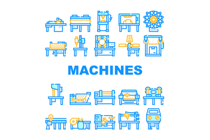 industrial-machines-collection-icons-set-vector-flat