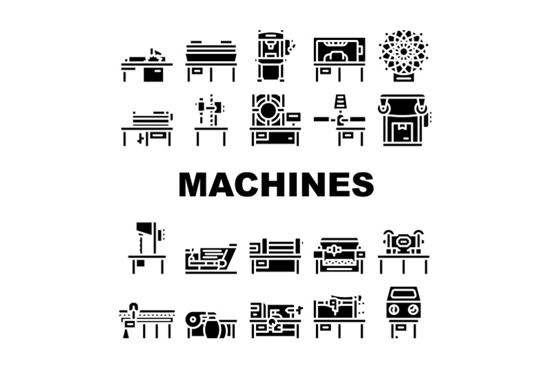 industrial-machines-collection-icons-set-vector-flat