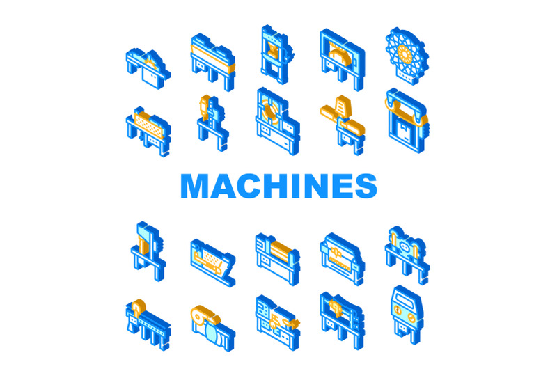 industrial-machines-collection-icons-set-vector-flat