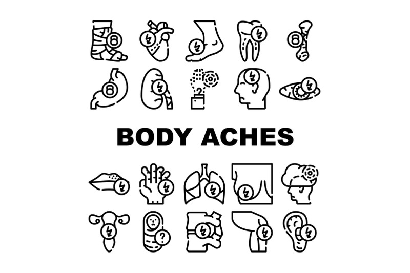 body-aches-problem-collection-icons-set-vector