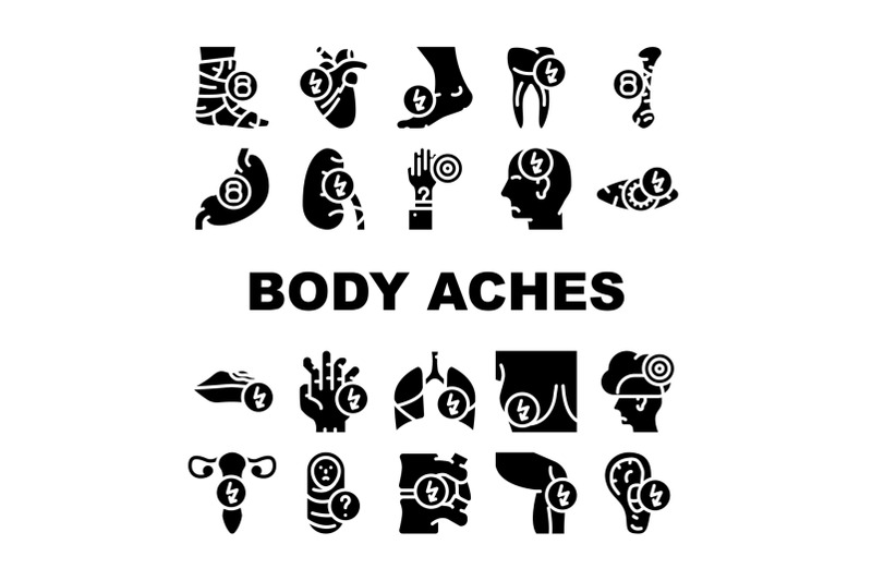 body-aches-problem-collection-icons-set-vector