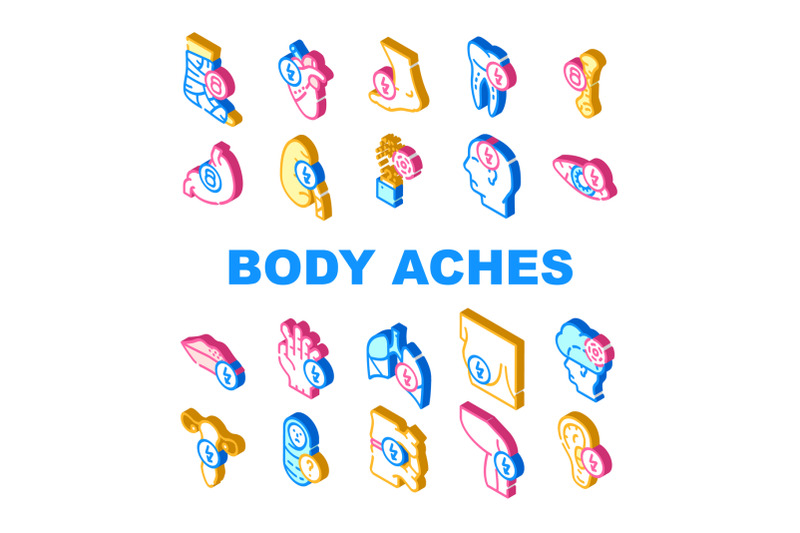 body-aches-problem-collection-icons-set-vector