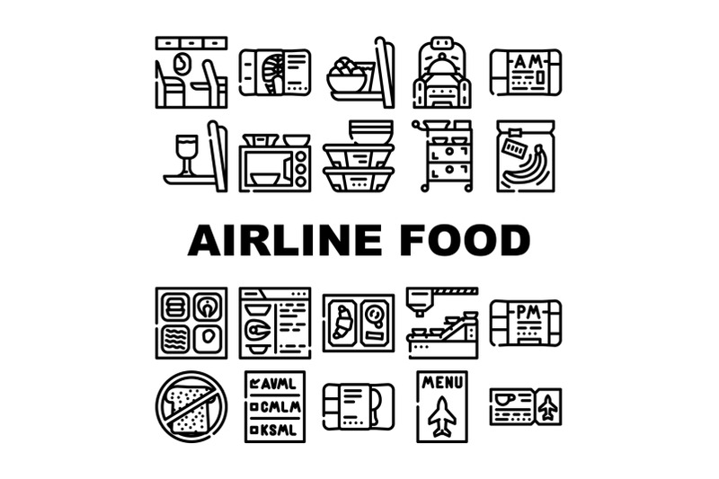 airline-food-nutrition-collection-icons-set-vector