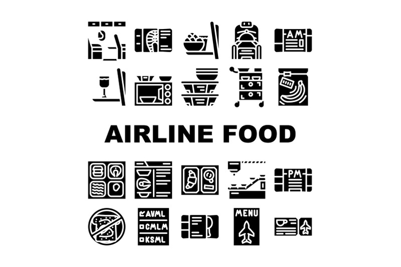 airline-food-nutrition-collection-icons-set-vector