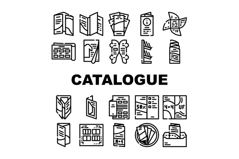 catalog-and-booklet-collection-icons-set-vector