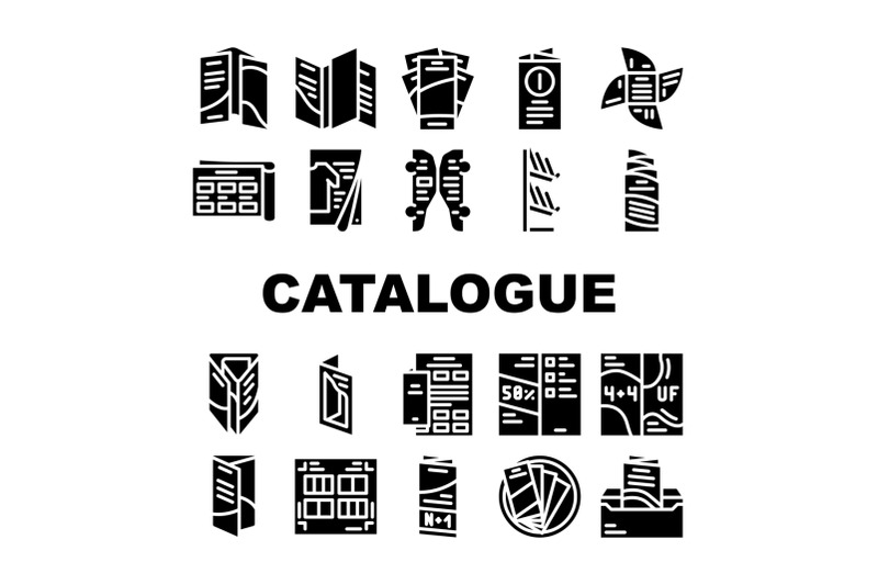 catalog-and-booklet-collection-icons-set-vector