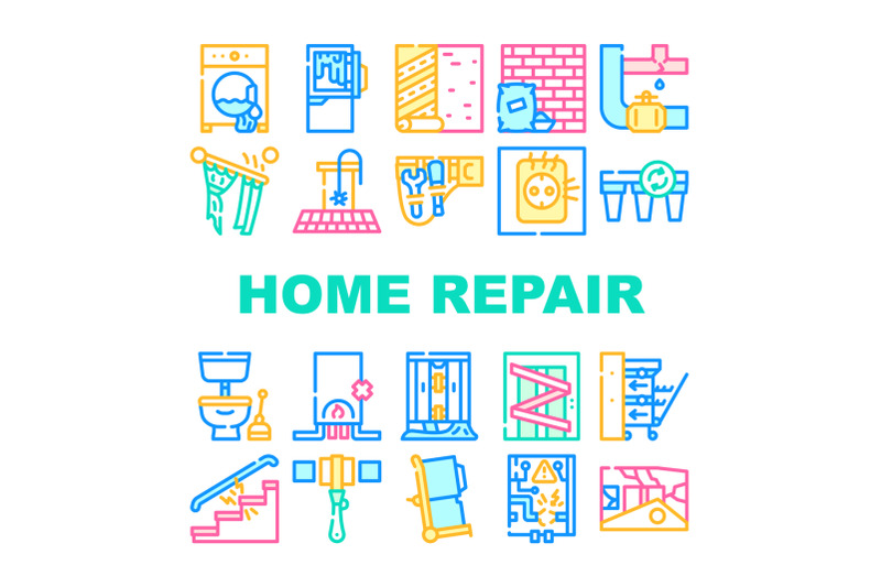 home-repair-service-collection-icons-set-vector