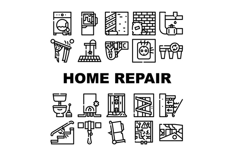 home-repair-service-collection-icons-set-vector