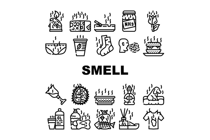 smell-feel-and-sense-collection-icons-set-vector