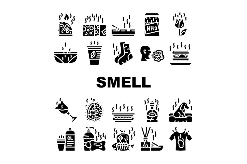 smell-feel-and-sense-collection-icons-set-vector