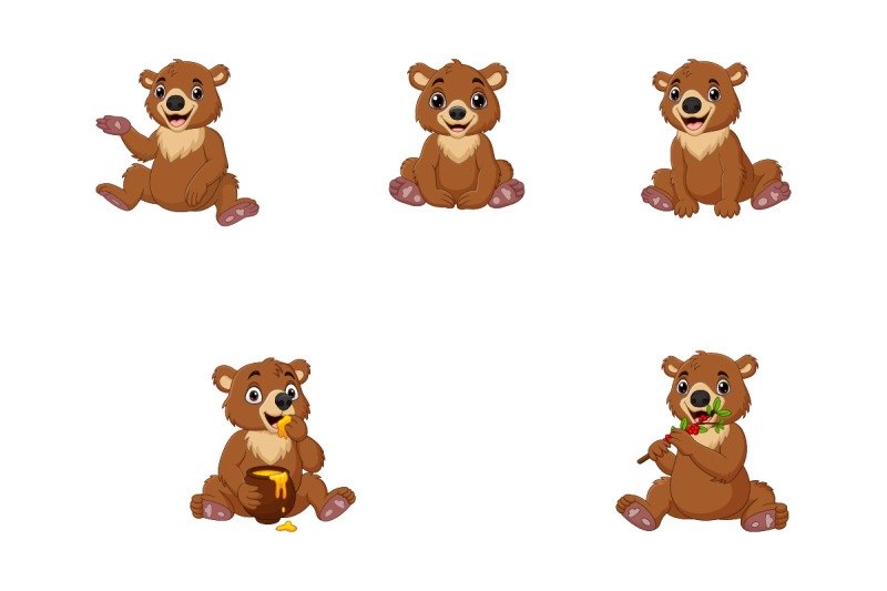 set-of-ten-cute-cartoon-bear-animals