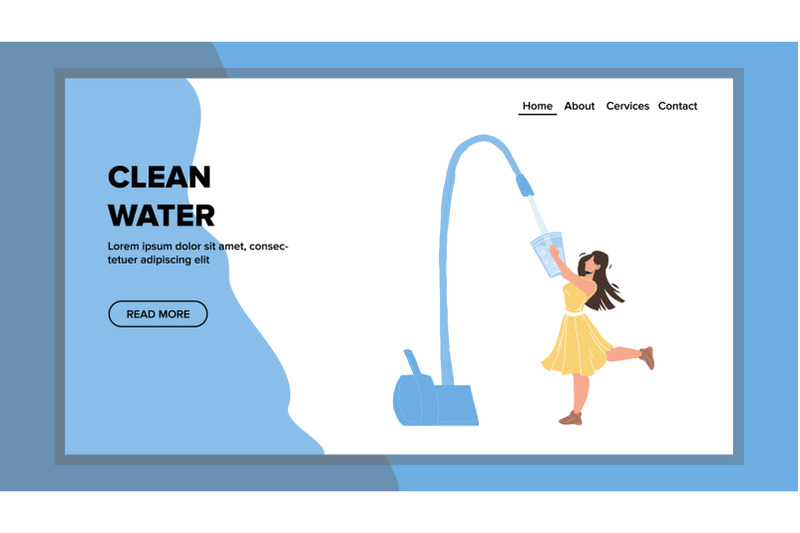 clean-water-woman-filling-in-glass-from-tap-vector