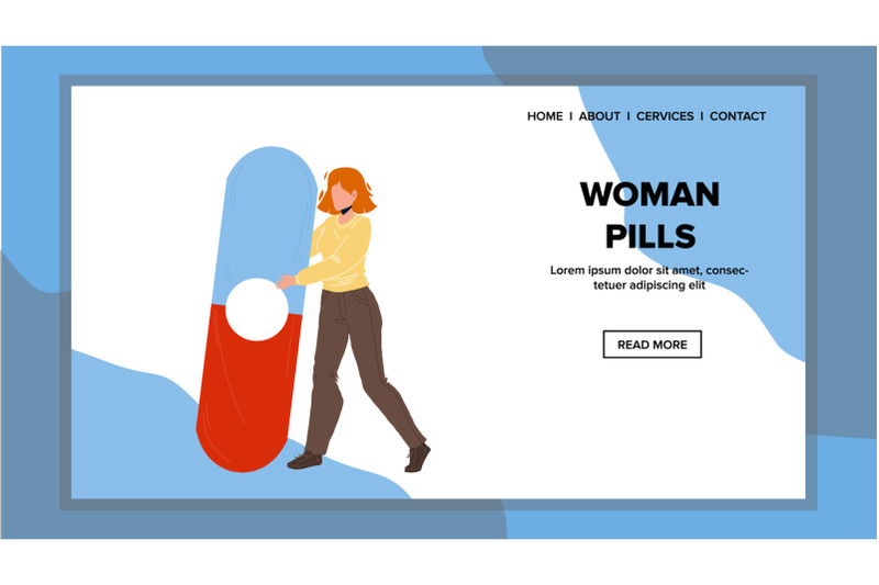 woman-pills-painkiller-for-treatment-ill-vector