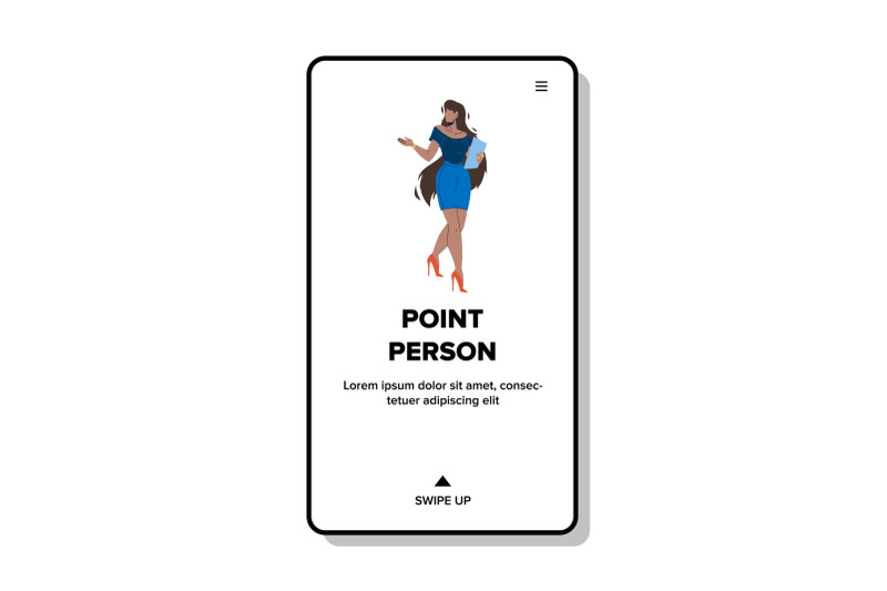 point-person-businesswoman-pointing-away-vector