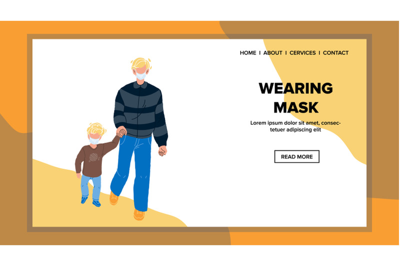 wearing-mask-man-and-boy-walking-together-vector