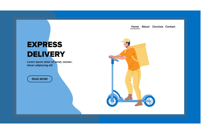 express-delivery-service-man-riding-scooter-vector
