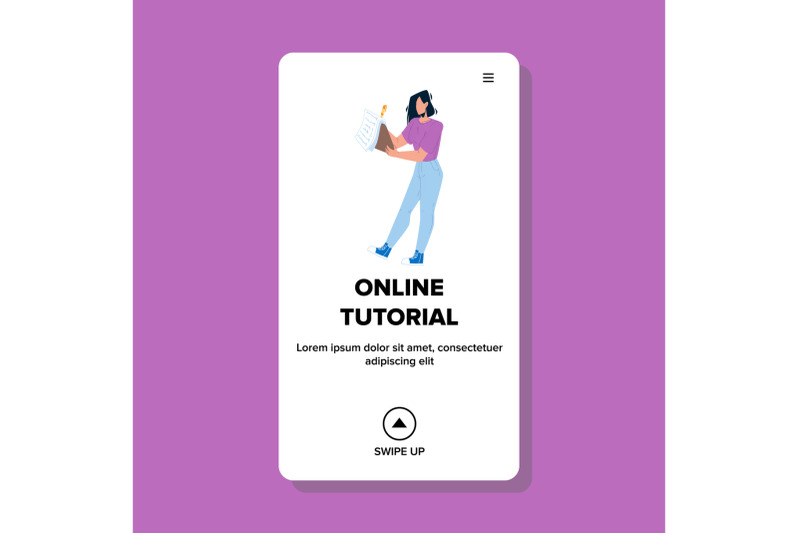 online-tutorial-reading-young-woman-student-vector