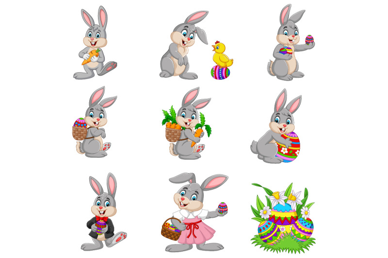 set-of-nine-easter-bunny-easter-eggs
