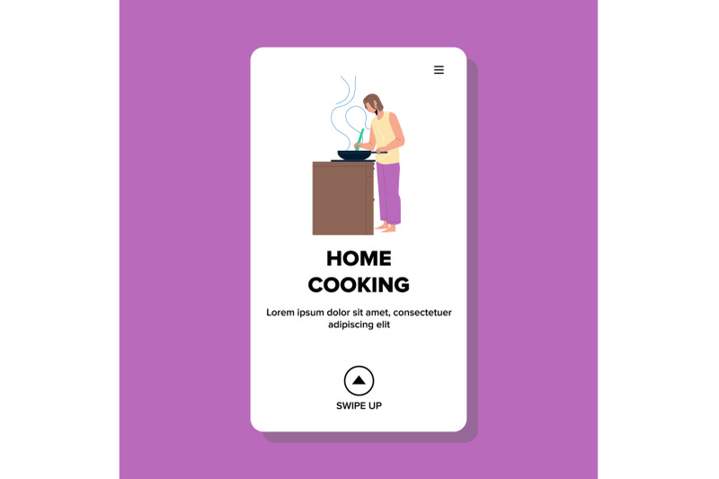 home-cooking-young-woman-at-kitchen-stove-vector