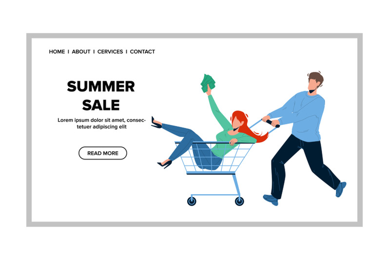 for-summer-sale-customer-running-to-store-vector