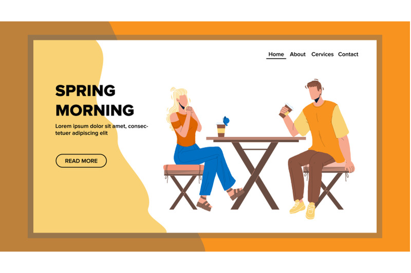 spring-morning-boy-and-girl-drinking-coffee-vector