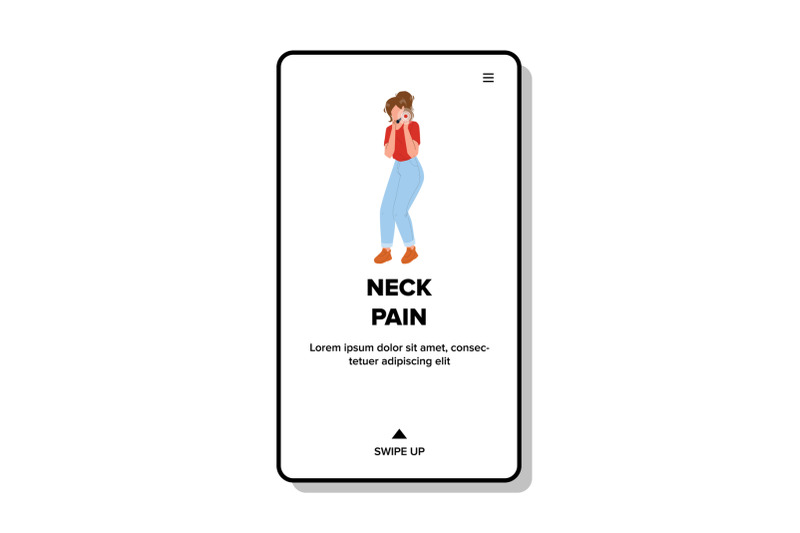 neck-pain-suffering-sadness-young-woman-vector