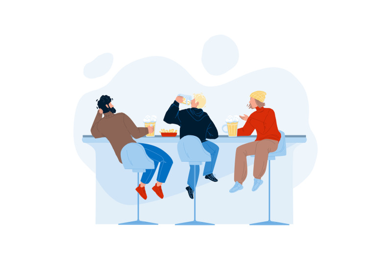 men-drink-beer-and-talk-in-alcohol-bar-vector